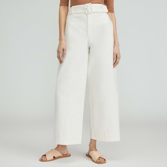 Everlane The Structured Cotton Belted Pant Womens 4 Bone - Picture 1 of 11